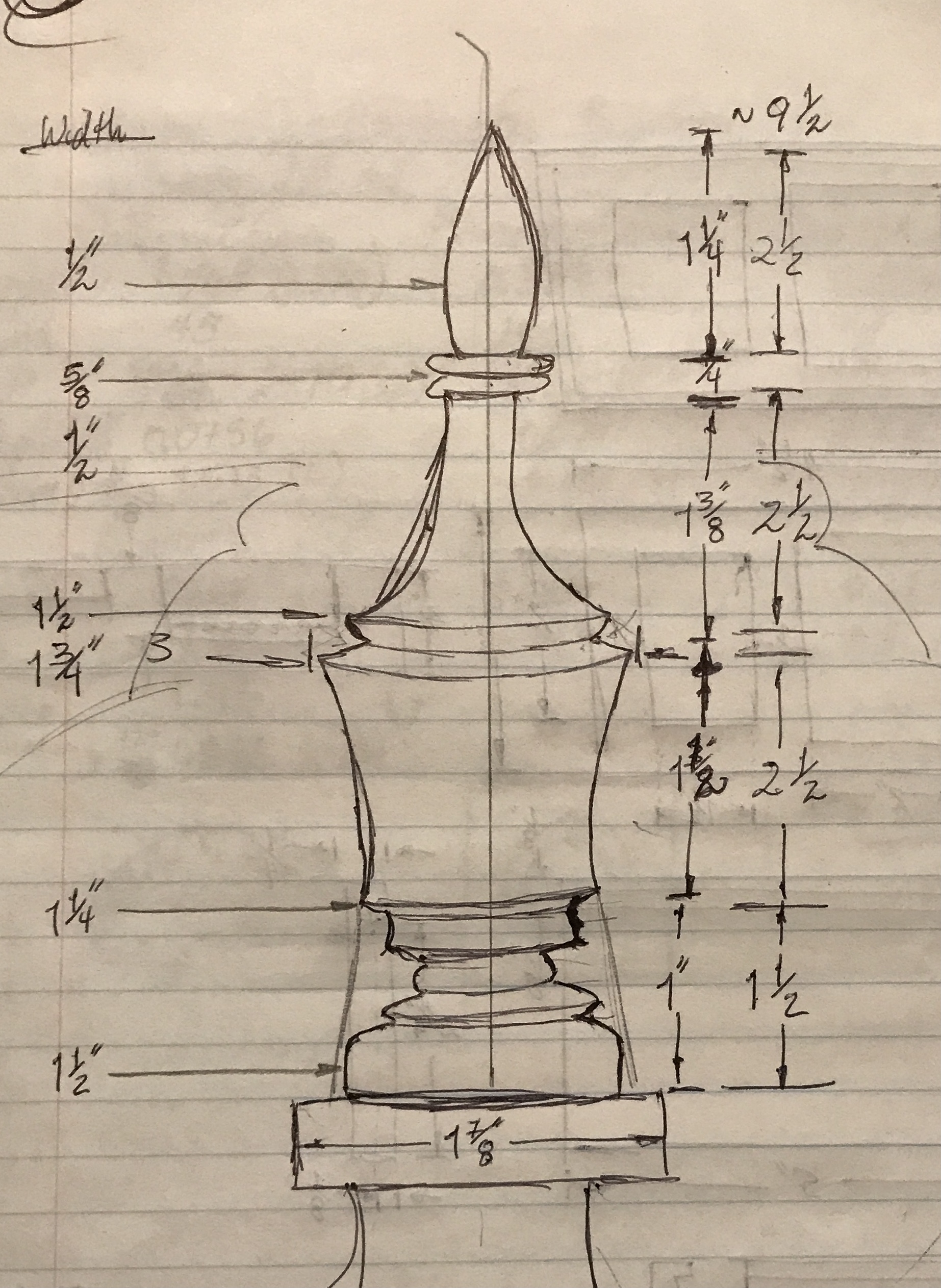 The sketched plan for the finial